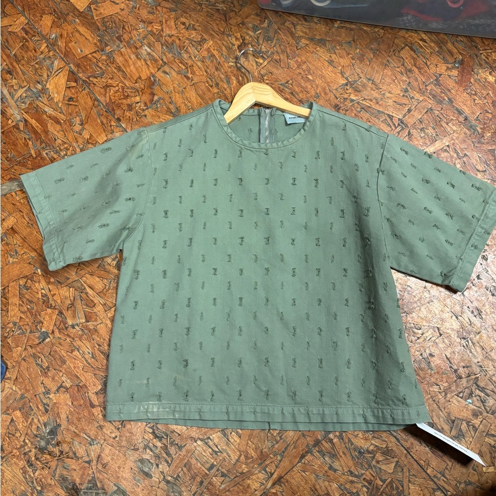 Rachel Comey Olive Short Sleeve Cotton Shirt